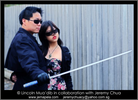 Averal and I pose as a couple for a photo shoot.