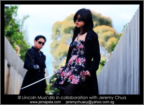 Averal and I pose as a couple for a photo shoot.