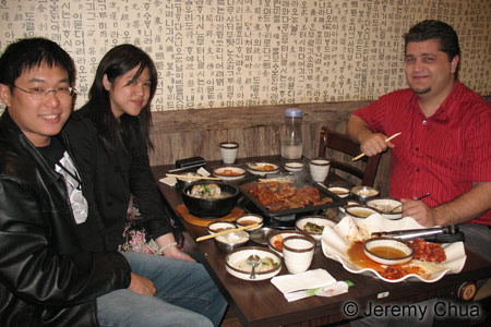 Averal, Vasko and I having a Korean dinner in Dae Jang Geum restaurant in Melbourne Chinatown. 