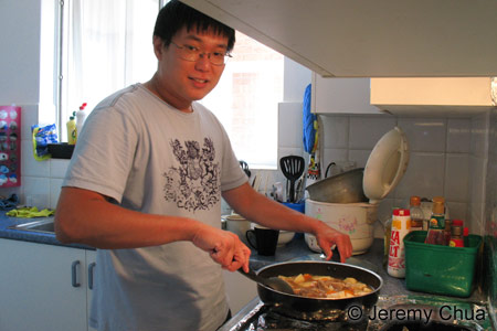 Jeremy learnt to cook his own meals in Melbourne.